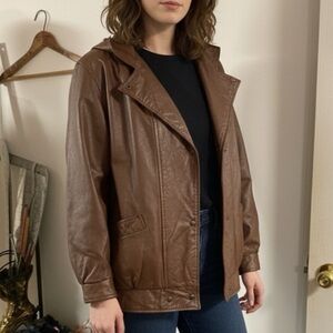 Avanti Vintage 80s Brown Leather Jacket